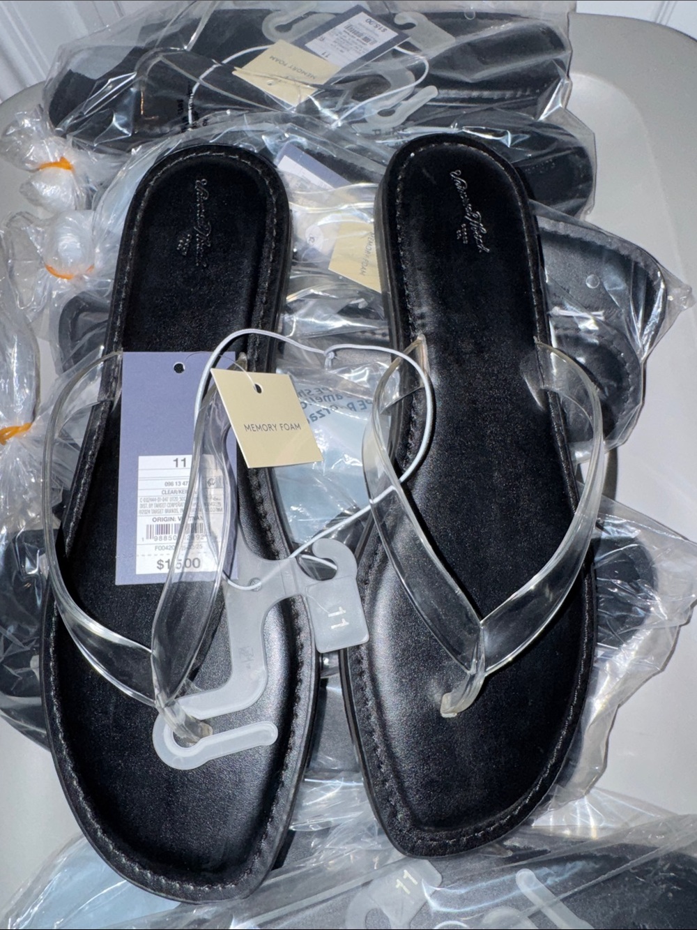 Universal Thread Black Sandal with Clear Straps